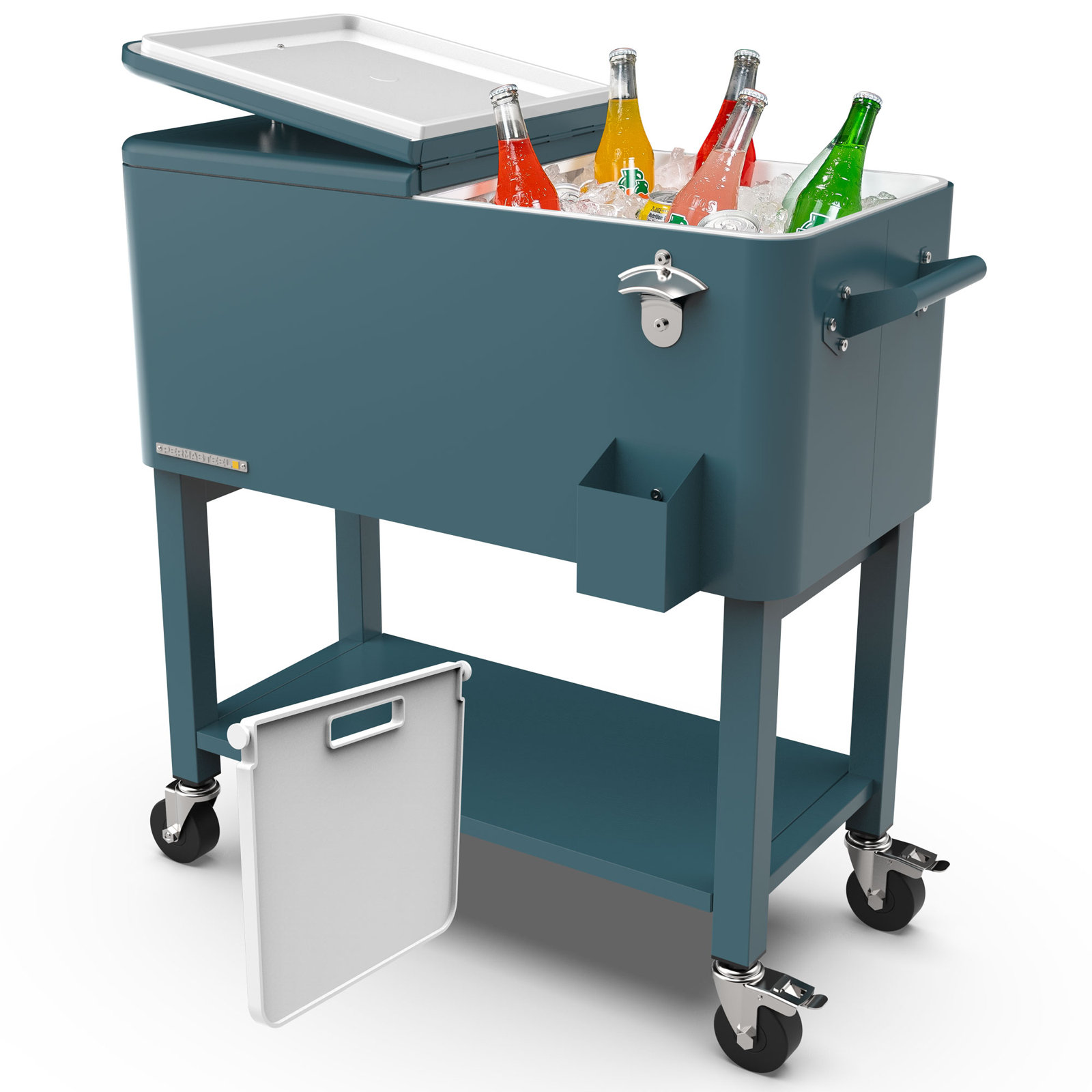 Permasteel Cooler with Removable Basin, Teal, With Divider