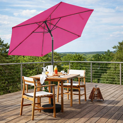 Parasol de marché de 7,5 pi avec 6 nervures robustes, inclinaison à bouton-poussoir et manivelle pour le jardin, terrasse