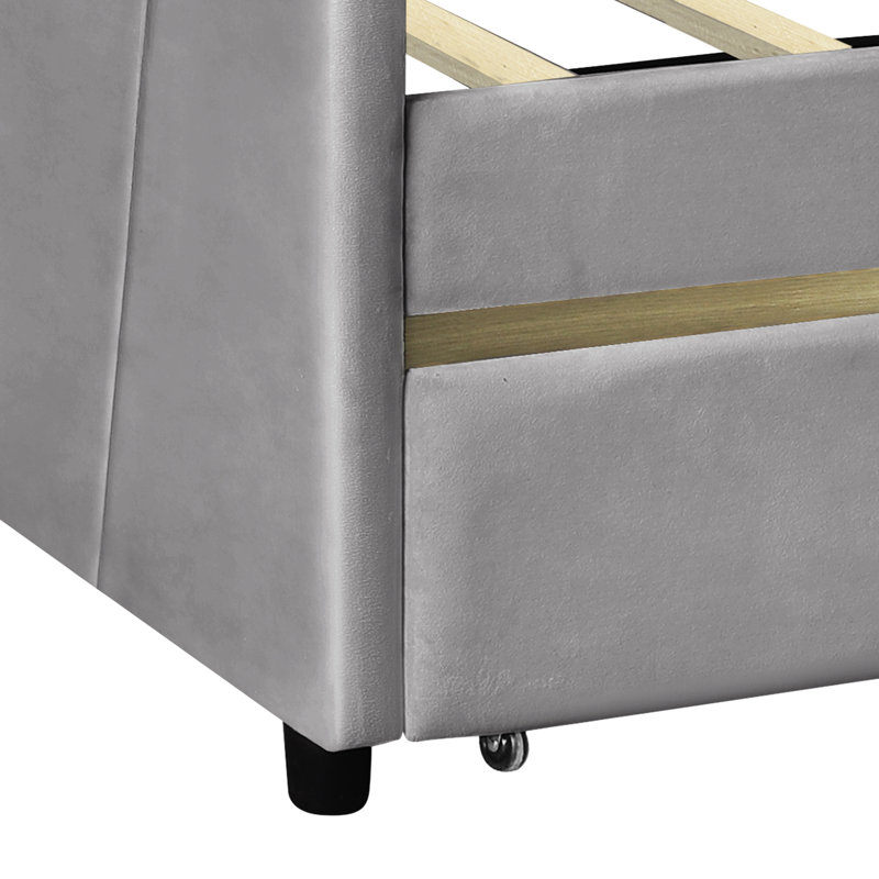 Gray Upholstered Daybed With Two Drawers - Frame For Lasting Use Velvet Create A Chic Bedroom, Gray