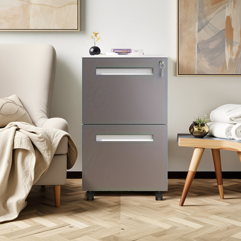 Classeur mobile entièrement en acier à 3 tiroirs avec serrure, capacité de 110 lb / tiroir, conception anti-basculement et roulettes à roulement en douceur pour le bureau / la maison, entièrement assemblé