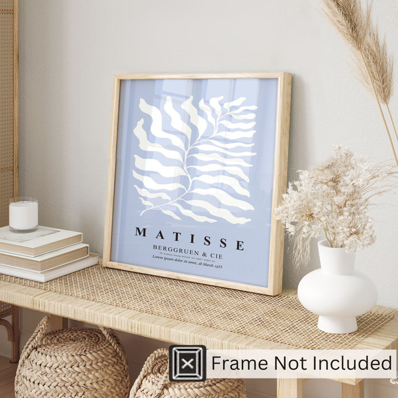 «Botanical Matisse Plant Soft Blue Bohemian», reproduction d'art non encadrée, H 20 po x l 20 po