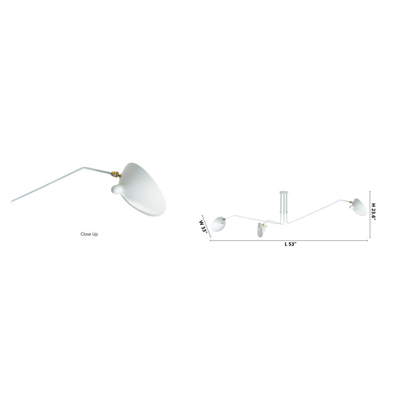 Ahumada Modern 3 Light Extended Arm Flush Mount, White