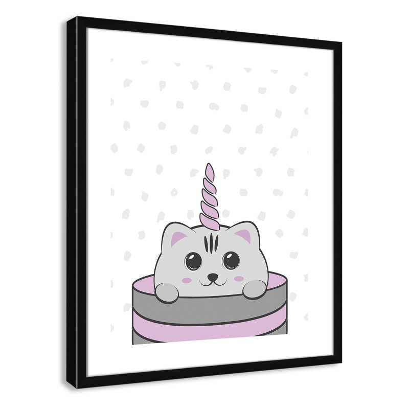 Caticorn I Framed Art, 24.5" H x 20.5" W x 1.18" D, Black Frame