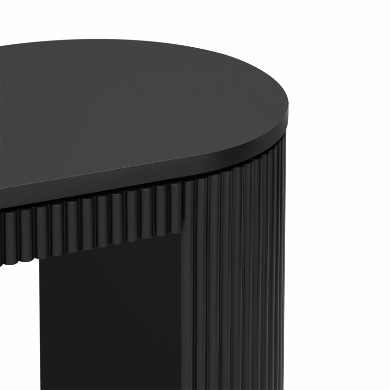 Curved Design Console Table with Unique Vertical Stripe Design ,Suitable for Living Room,Study and Entrance, Black