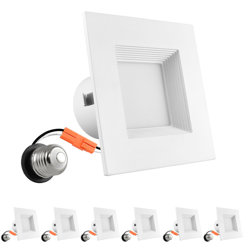 White Aluminum 4 Inch Square Recessed LED Can Lights