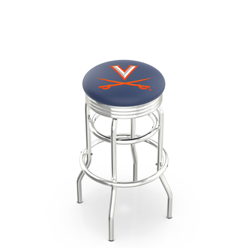 Tabouret de bar Logo Series, Tabouret de bar d'une hauteur de siège de 30 po, Double anneau chromé, Université de Virginia