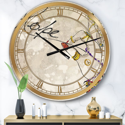 Gypsy Hippy Hand Hope - Oversized Cottage Wall Clock