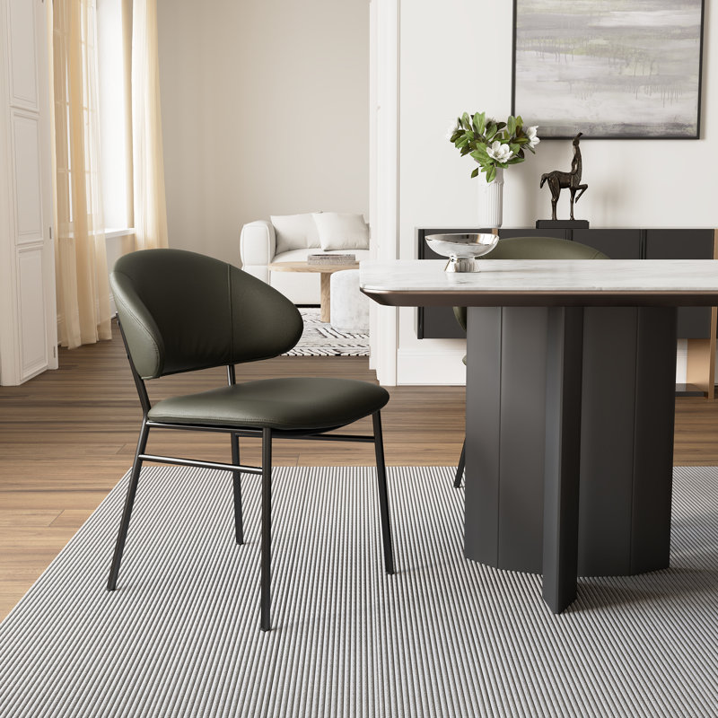 Finn, Pu Leather Dining Side Chair,Green