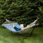 Striped Macrame Quilted Two Person Double Hammock With Pillow - 9' X 55" - Blue And Cream