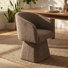 Upholstered Swivel Barrel Dining Chairs, Chenille Accent Chairs, Deep Cushion Seat (Set Of 2)
