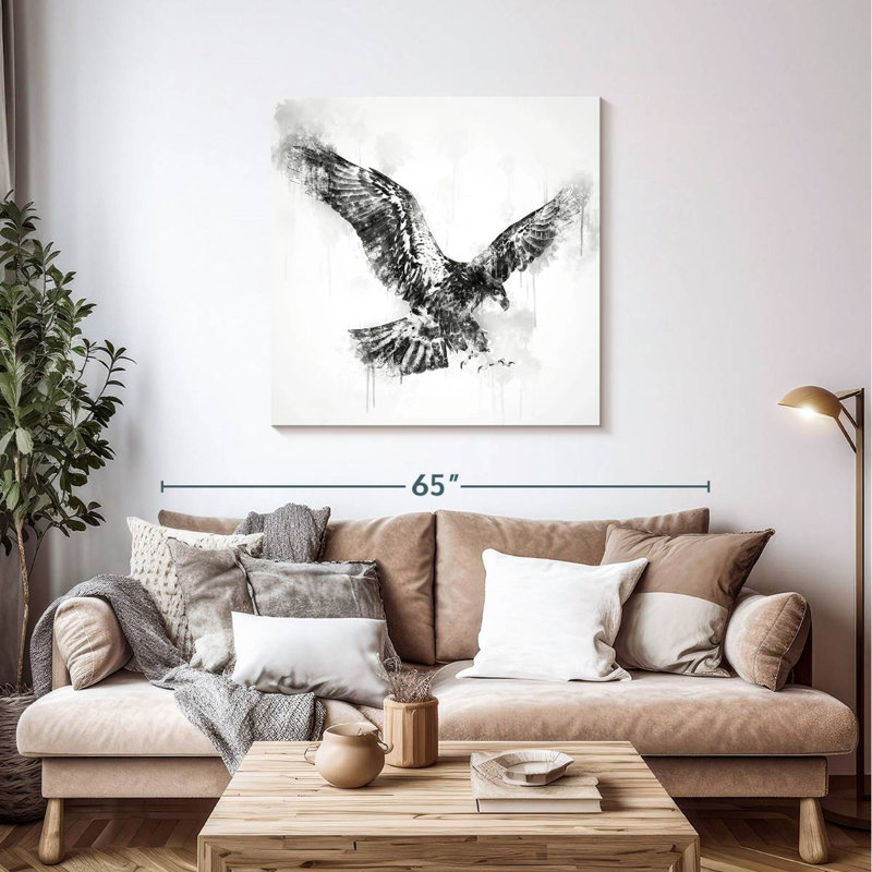 Brampt Eagle Flying Black And White, 39" H x 39" W
