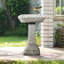 Bains d'oiseaux | Bain d'oiseaux d'extérieur carré moderne en béton 22,8 po de hauteur | Ciment béton | Piédestal à un niveau Birdbath