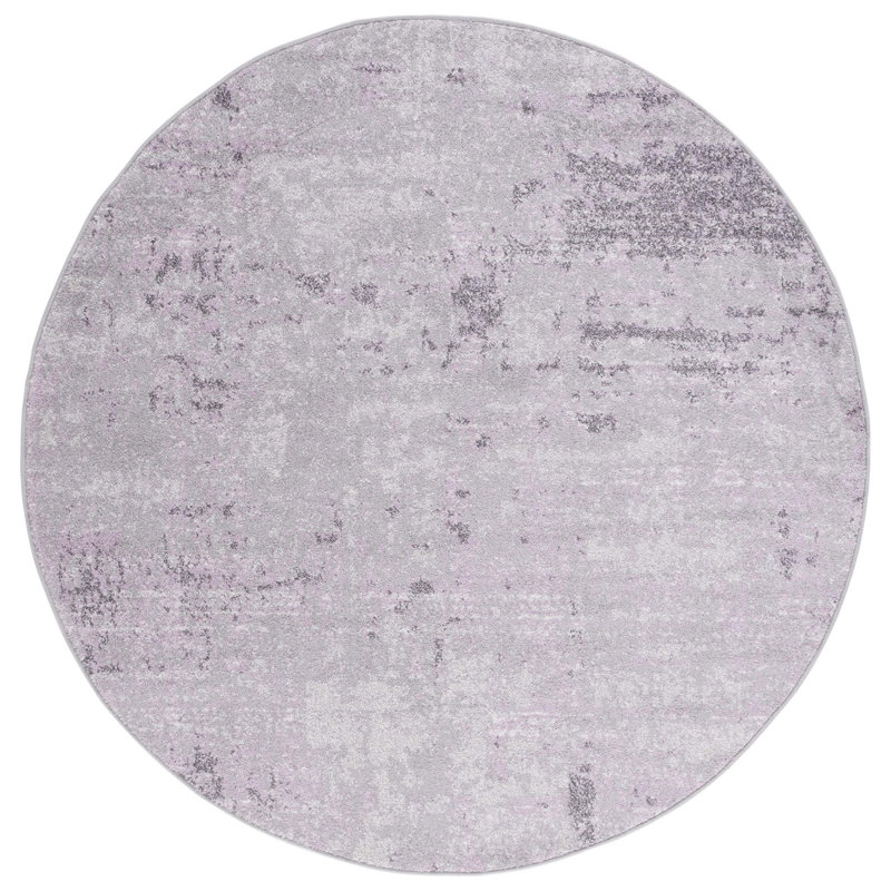 Riebe Light Gray/Purple Area Rug, Round 4'