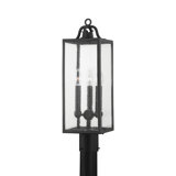 Caiden - 3 Light Exterior Pendant - Forged Iron Frame - Clear Seeded Glass