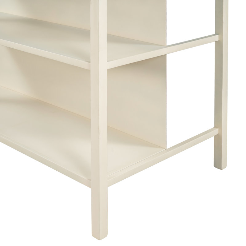 Table de préparation en bois massif avec îlot de cuisine 45 po, table de préparation en bois d'hévéa avec 2 tablettes ouvertes
