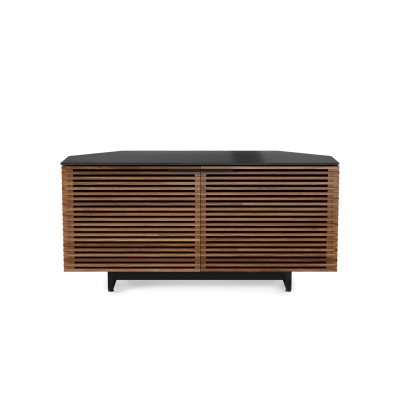 Corridor Corner TV Stand for TVs up to 58", Natural Walnut