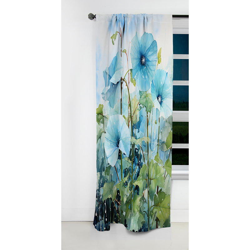 Kristin - Rideau occultant en velours floral Morning Glory - 1 panneau, L 52 po x L 108 po