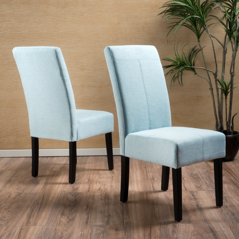 Élégantes chaises de salle à manger bleu clair, conception en bois de polyester, ensemble de maison contemporaine