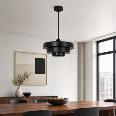 Mid-century Modern 3-layer Metal Pendant Light – 13.7" Adjustable Vintage Chandelier For Living Room, Kitchen, Or Hallway
