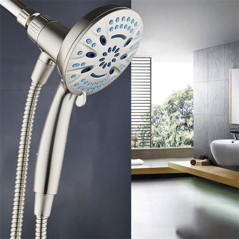 8-Mode High-Pressure Handheld Showerhead With Magdock System - 5-Inch Face, Hygienic Nozzles, 6Ft Stainless Steel Hose & Dual Magnetic Mounts