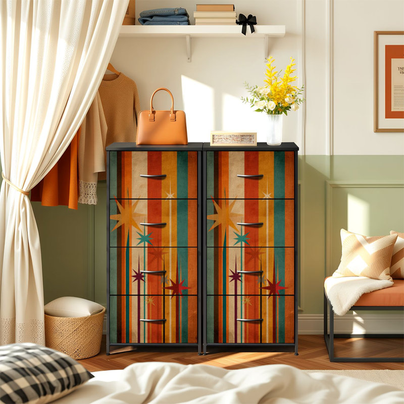 Commode 4 tiroirs 4 tiroirs avec rangement Mid-Century