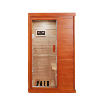 Eulen 1-Person Solid Wood Infrared Sauna Room With Bluetooth, Ambient Lighting & Foot Heater
