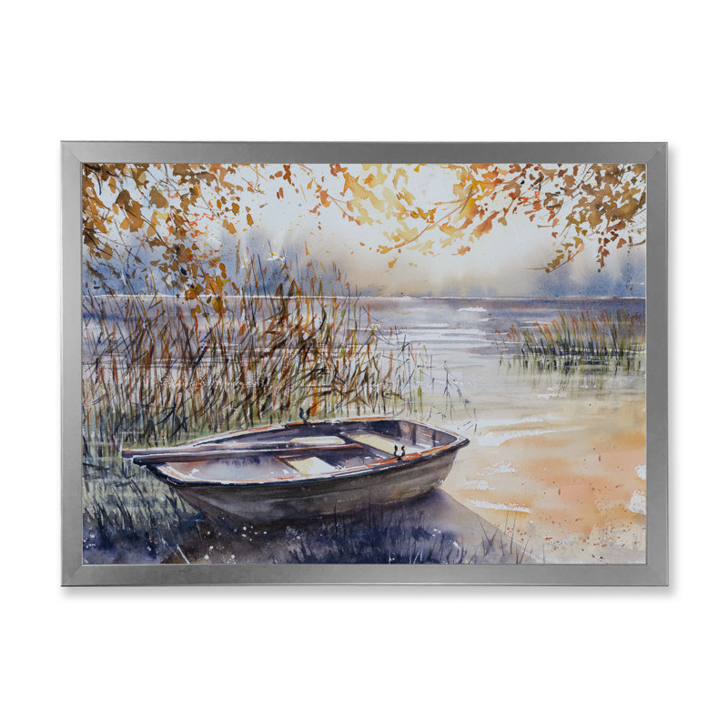Bateau de pêche, reproduction d'art sur toile, paysage de rivière de pêche, H 8 po x l 12 po x P 1 po