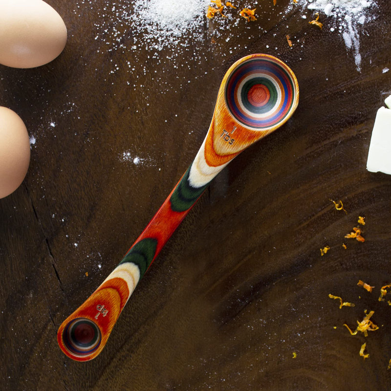 2 In 1 Wooden Measuring Spoon With Tablespoon And Teaspoon Measurements