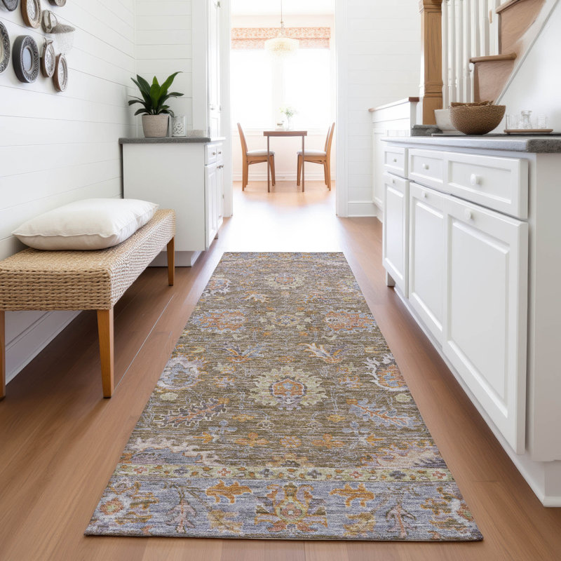 Tapis intérieur / extérieur lavable à la machine Xhevrie, Tapis de couloir 2 pi 3 po x 7 pi 6 po