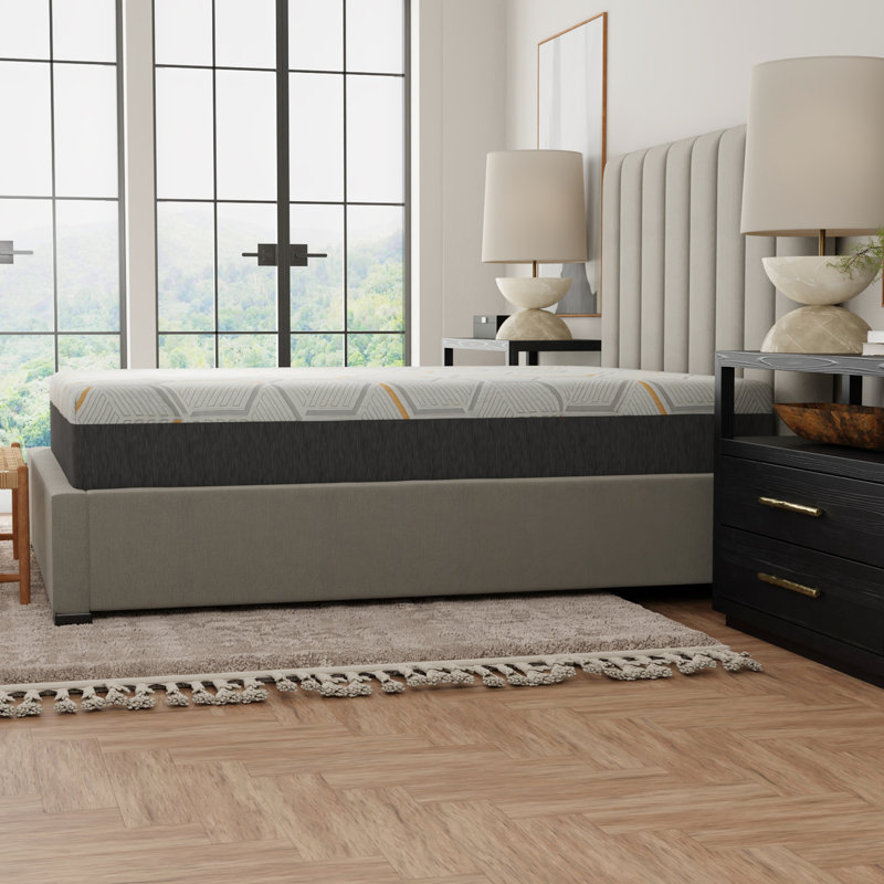 Copper Gel Foam Mattress - Strong Edge Aid, Split King Memory Head 12" To Support Air Grid Base Grey