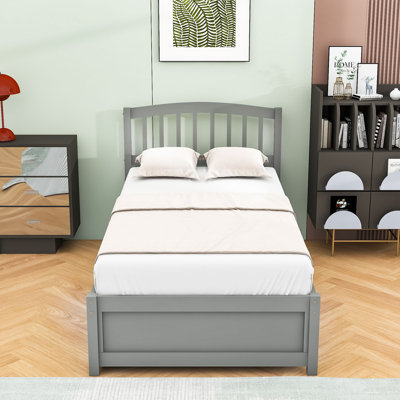 Lit plateforme simple en bois avec lit gigogne simple