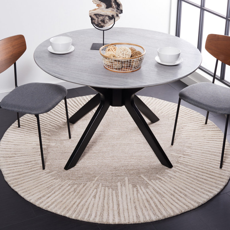 Tapis touffeté à la main à motif abstrait Antonyio, Rond 6 pi