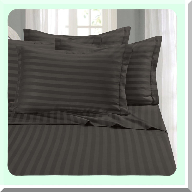 Luxury Stripe Silky Soft Wrinkle-Free Sheet Set, Full Sheet Set, Gray