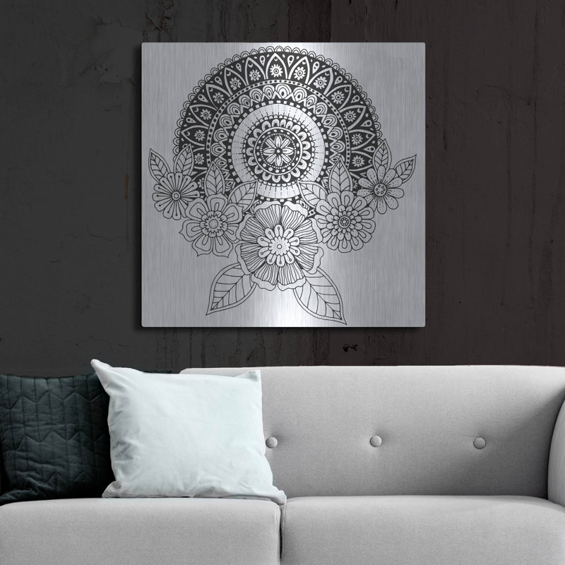 Bungalow Rose «Mandala Crest» par Hello Angel, art mural en métal, H 36 po x l 36 po