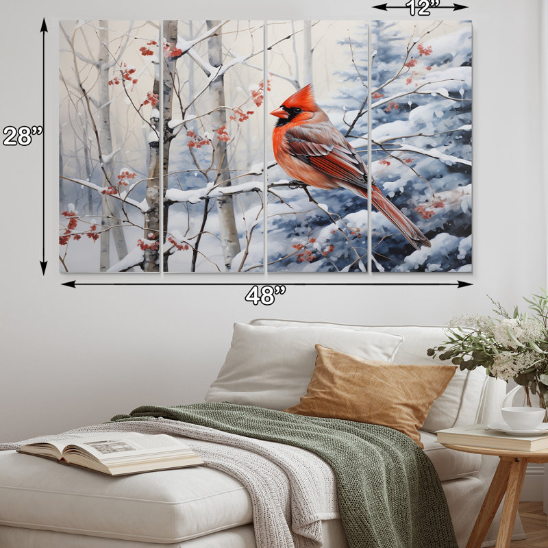 Canada, Canada, oiseau rouge, hiver, pays des merveilles, ensemble d'art mural en métal