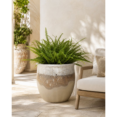 Pot de fleurs Tarsus de 58 cm (23 po) - Blanc lave sur crème antique