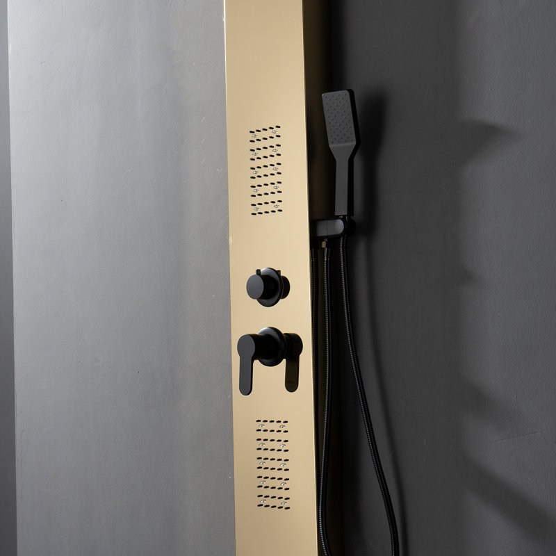 Black Gold Thermostatic Shower Panel with Body Jets