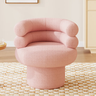 Chaise de coiffeuse pivotante 360 ° Chaise pivotante ronde Chaise de coiffeuse pour salon, chambre à coucher ou petit espace, rose