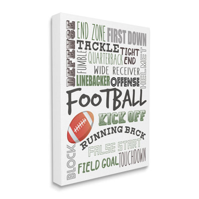 «Football Team Game Conditions», «Kids» Sports, typographie encadrée blanche, art texturé par Kim Allen