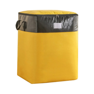  Large Moving Bags or Toy Clothes Storage Bag, Heavy Duty Storage Totes Bins with Strong Handles & Zippers for Moving, College Dorm Room Essentials, Yellow