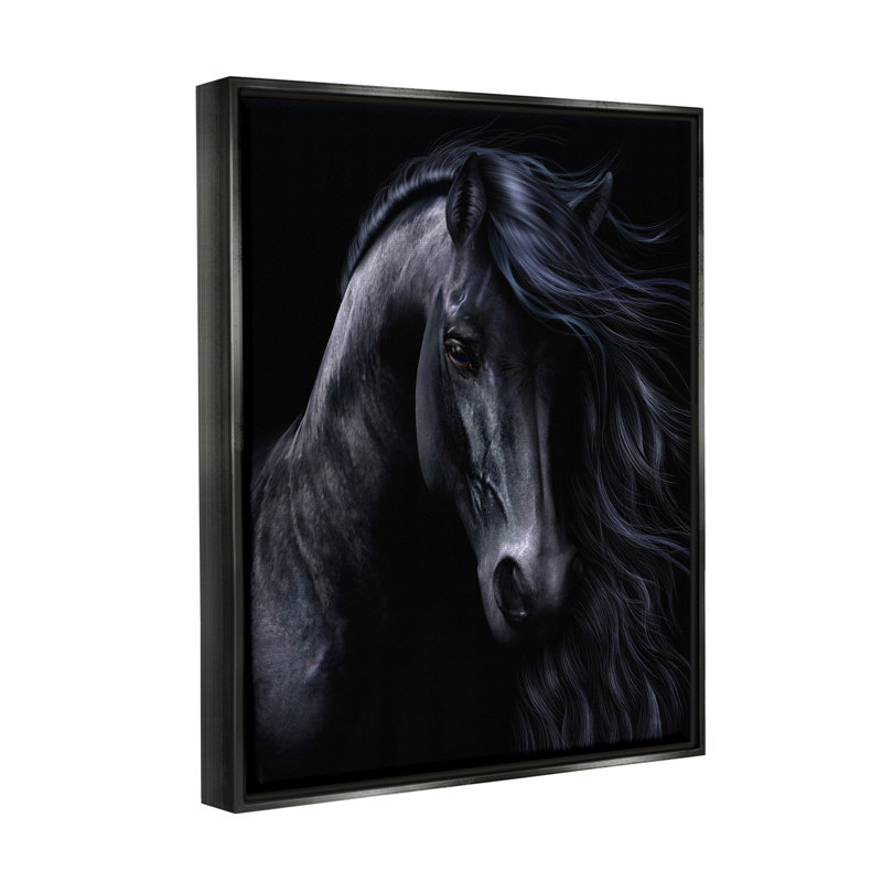 «Black Stallion Portrait», reproduction sur toile, H 31 po x l 25 po x P 1,7 po, Cadre flottant noir de jais