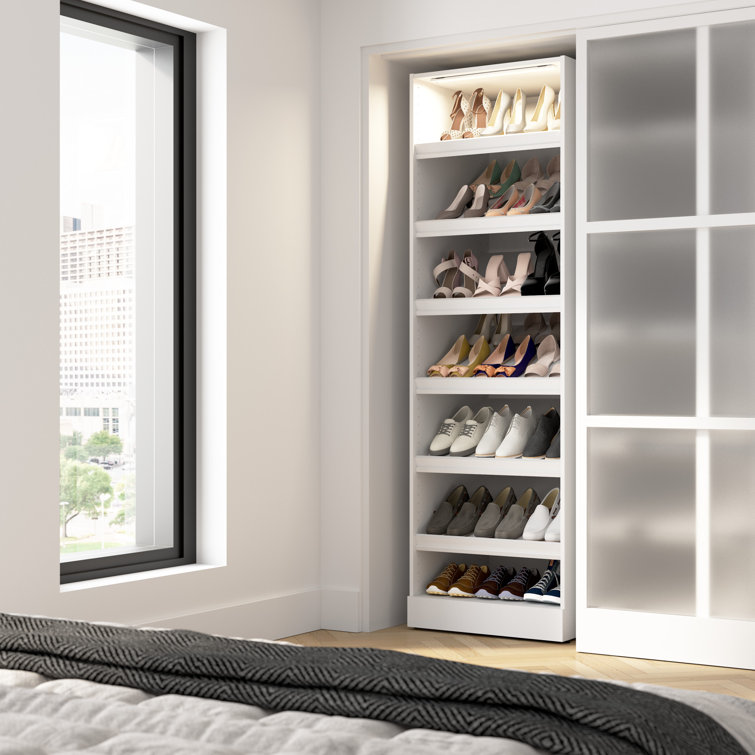 Florence 25W X 25D Modular Shoe Shelf Closet System Tower With LED Light