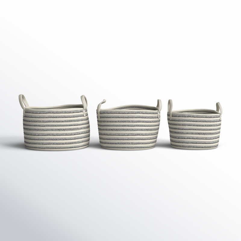 Handmade Coastal Fabric Basket - Set of 3