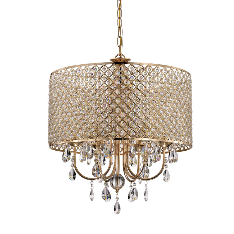 Lustre tambour 6 lumières Ivonna, Doré