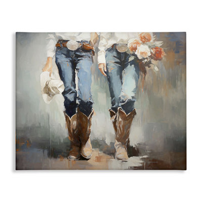 Floral Cowgirl Pair Canvas Wall Art by Ramona Murdock