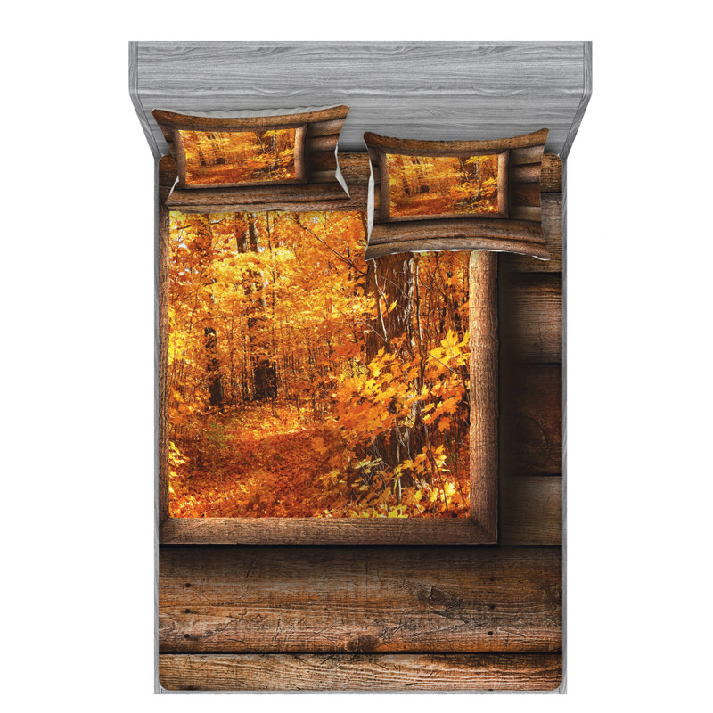 Fall Microfiber Sheet Set, Full Sheet Set + Fitted Sheet + 2 Pillowcases