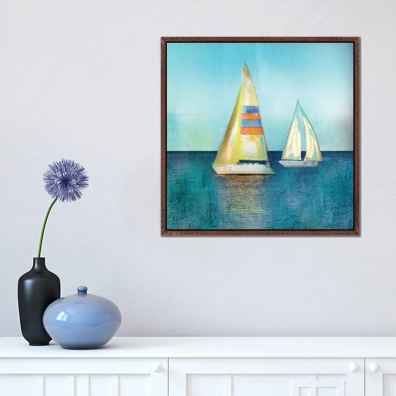Colour Tint Breeze - Painting on Canvas, 45.72 cm H x 45.72 cm W, Classic Brown Wood Framed