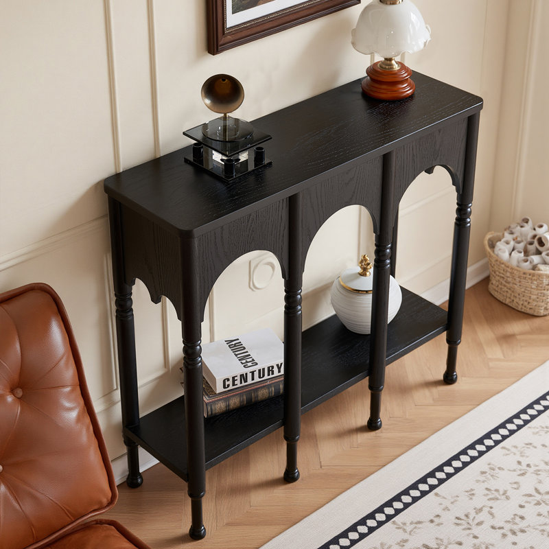 Console en bois massif 39 po avec arche 39 po, Noir