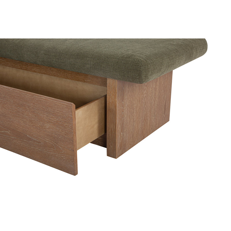 Banc de rangement rembourré en mélange de polyester, Vert foncé