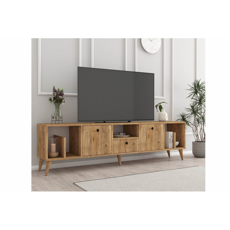 Keikei Unfinished TV Stand for TVs up to 65" with Fireplace Included